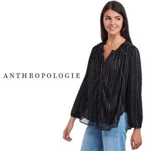 Anthropologie See U Soon Black Sparkle Multicoloured Blouse - Size XS